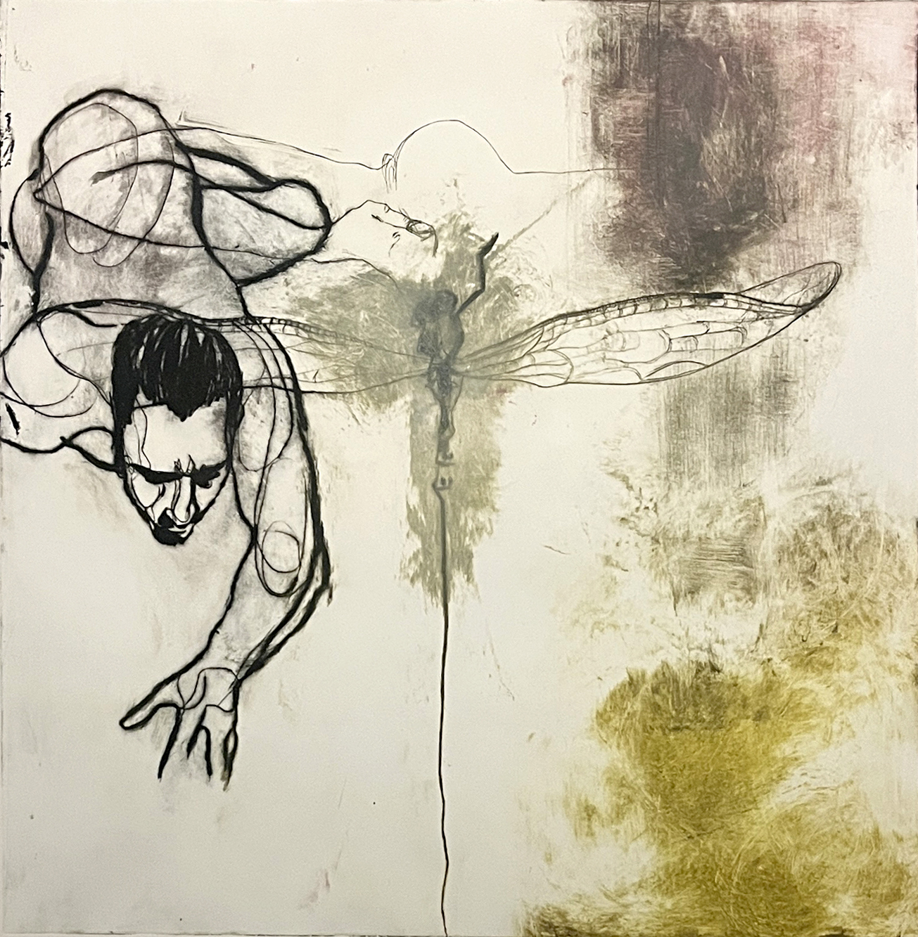 Alt er fyldt af guder, koldnål på akrylplade, monoprint, 35 x 40 cm