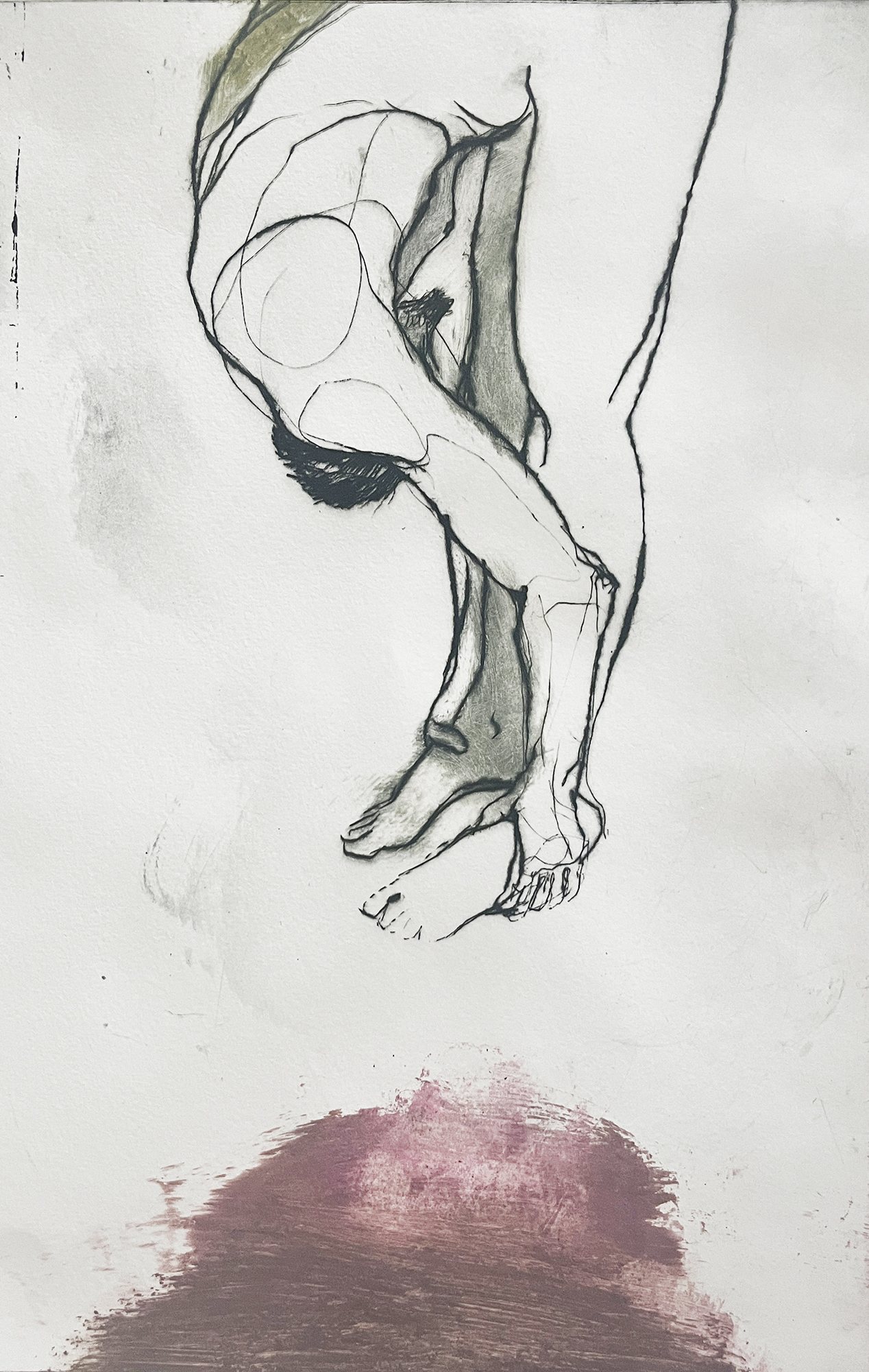 Elevation, koldnål på akrylplade, monoprint på Hahnemühle 280 gr., 19 x 30 cm.